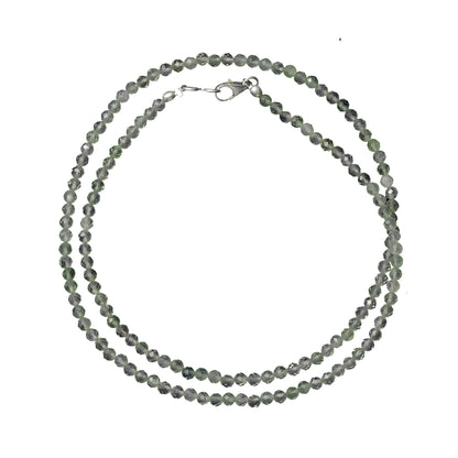 Natural Prasiolite Amethyst Beaded Necklace , Green Amethyst Faceted Round Gemstone Beads Necklace, GemsRush