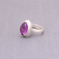 Natural Purple Amethyst 925 Sterling Silver Ring Size - 6.5 US