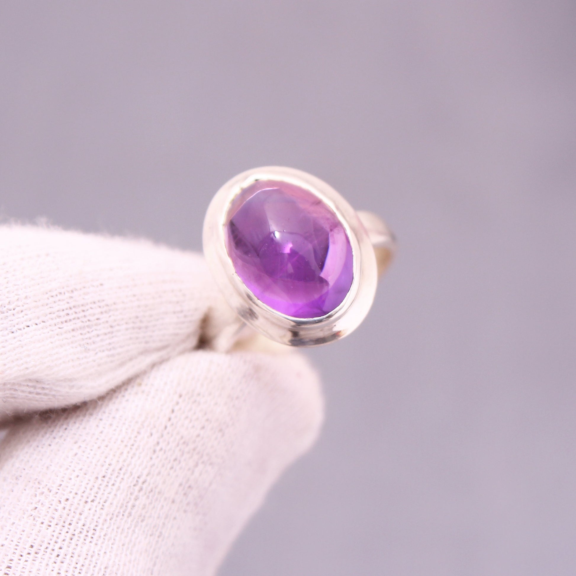 Natural Purple Amethyst 925 Sterling Silver Ring Size - 6.5 US GemsRush