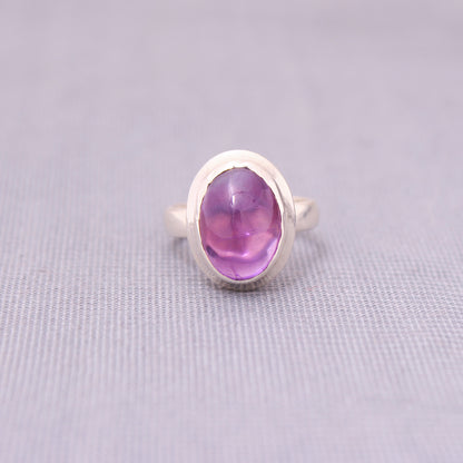 Natural Purple Amethyst 925 Sterling Silver Ring Size - 6.5 US GemsRush