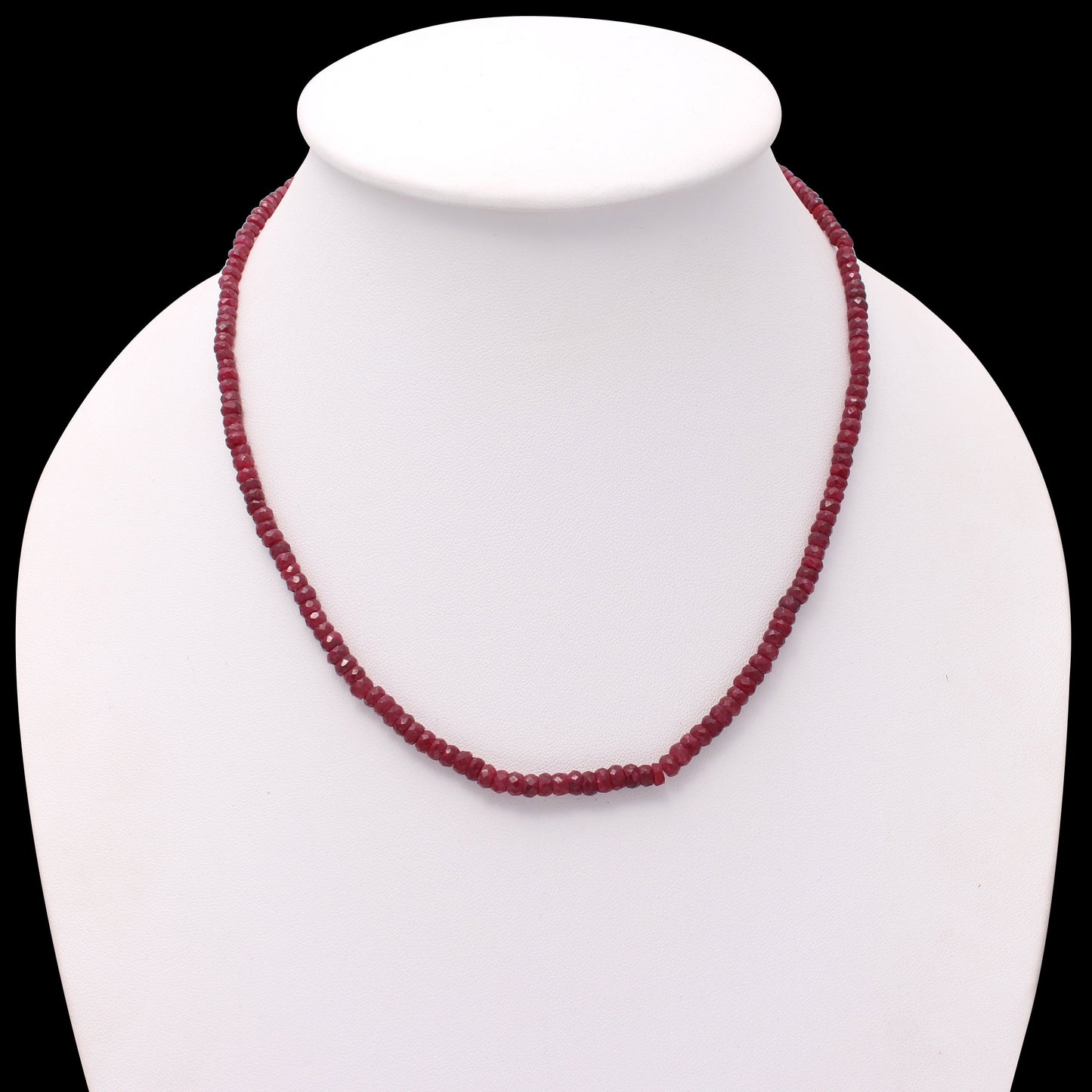 Natural Ruby Beaded Silver Necklace For Women (  Valentines Day Gift ) GemsRush