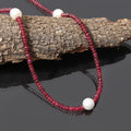 Natural Ruby and Pearl Beaded Charm Necklace for Women | Ever shine Necklace