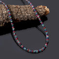 Natural Ruby / Sapphire / Emerald Beaded Necklace , Faceted Rondelle 3 Stone Beaded Necklace , Gift For Women .