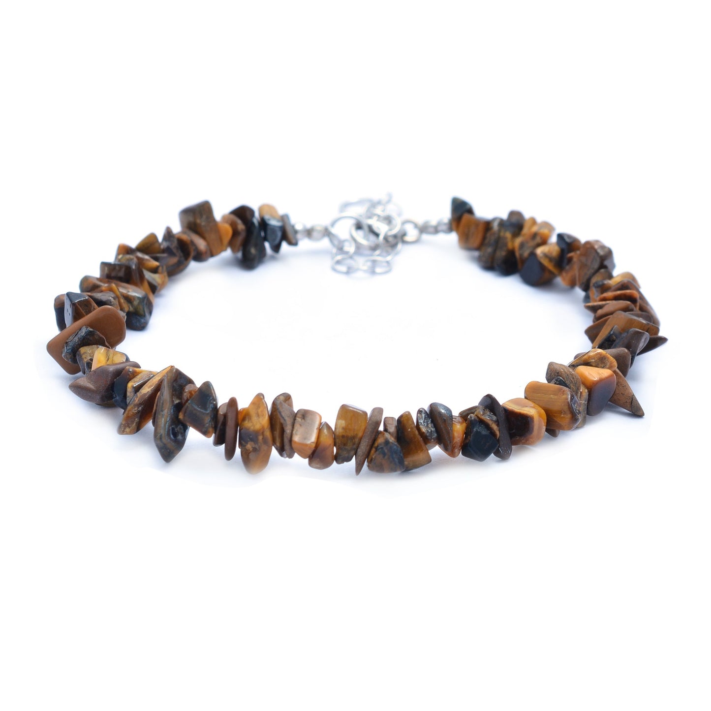 Natural Tiger Eye Gemstone Fancy Brads Bracelet GemsRush