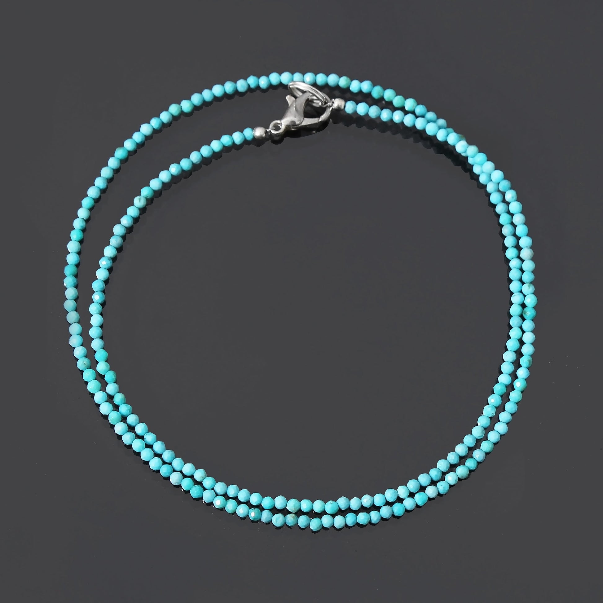 Natural Turquoise Beaded Necklace , Turquoise Faceted Rondelle Necklace , Gift for Women. GemsRush