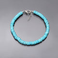 Blue Howlite Turquoise Gemstone Heishi Tyre Shape Memorable Bracelet With Silver Chain Lobster Lock