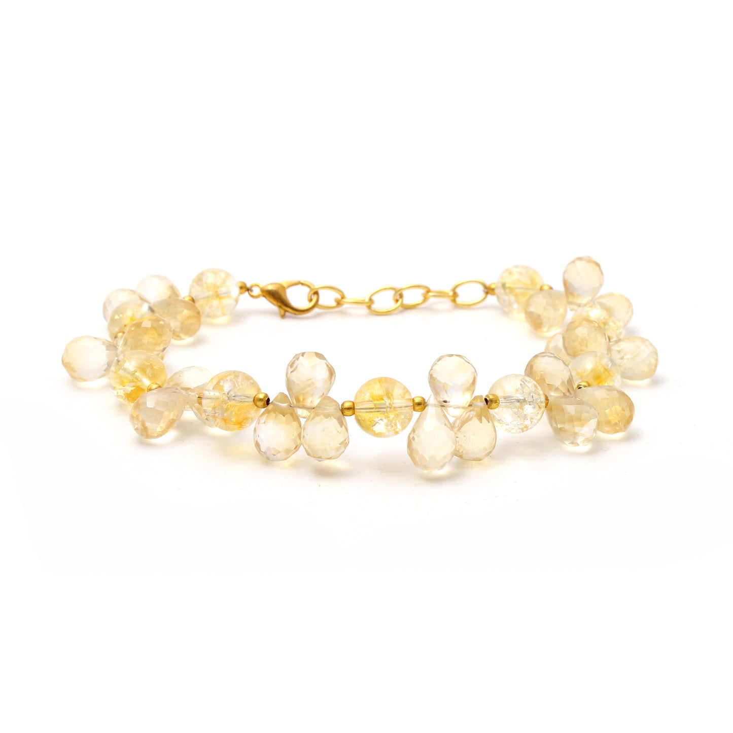 Natural Yellow Citrine Beaded Silver Bracelet GemsRush