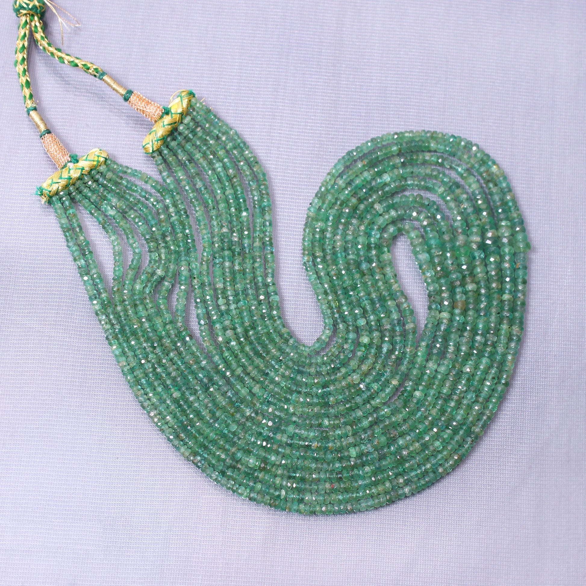 Natural Zambian Emerald 8 Layers Sarafa Necklace GemsRush