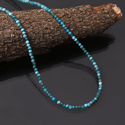 Neon Blue Apatite Beaded Necklace, Faceted Round Apatite Beads Necklace, Apatite Jewelry Necklace, GemsRush