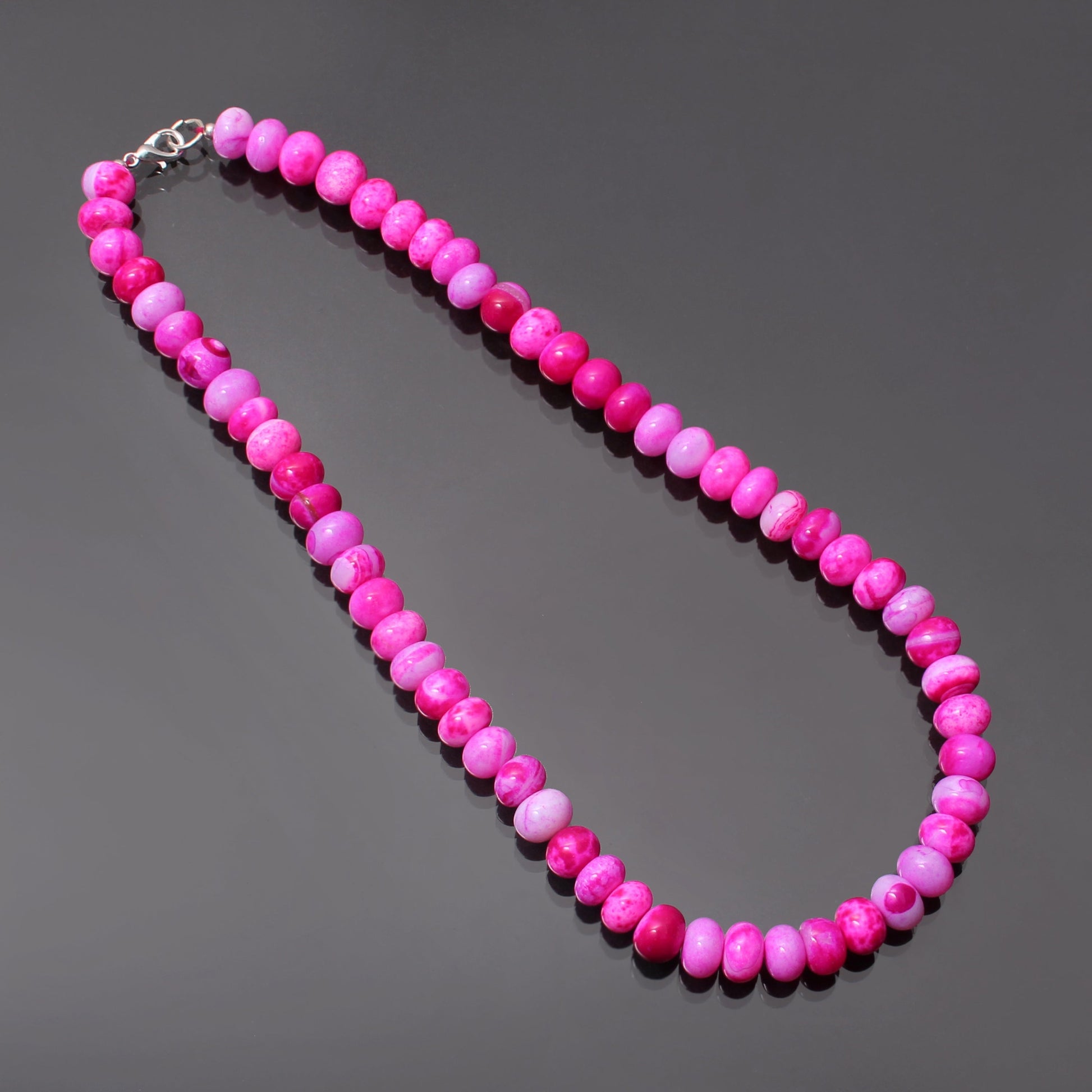 Neon Pink Opal Beaded Necklace, Candy Necklace, Gift For Girlfriend GemsRush