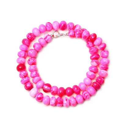 Neon Pink Opal Beaded Necklace, Candy Necklace, Gift For Girlfriend GemsRush