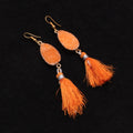 Orange Druzy Dangle Brass Earring