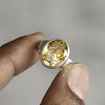 Oval Cut Citrine Ring ( 5 1/2 Us Ring Size ) GemsRush