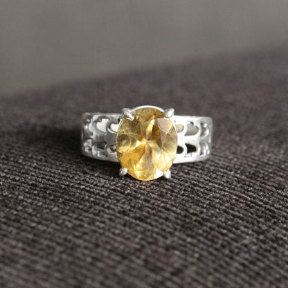 Oval Shape Citrine Silver Ring GemsRush