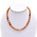 Peach Moonstone Beaded Necklace Moonstone Smooth Tumble Necklace, Boho Necklace.