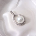 Pearl and White CZ Pendant Silver