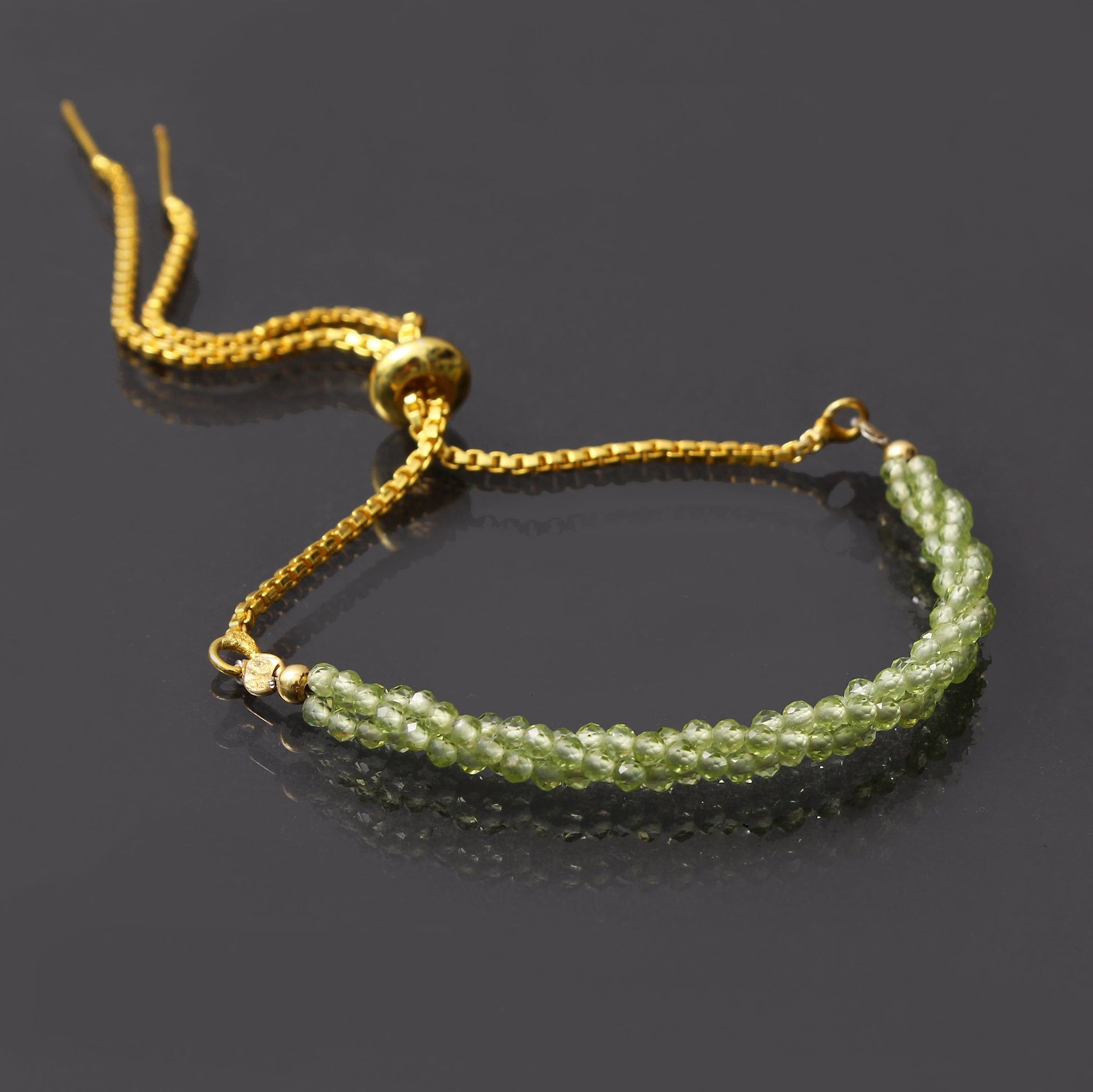 Peridot Twist Layer Silver Bracelet  ( Bolo Chain) GemsRush