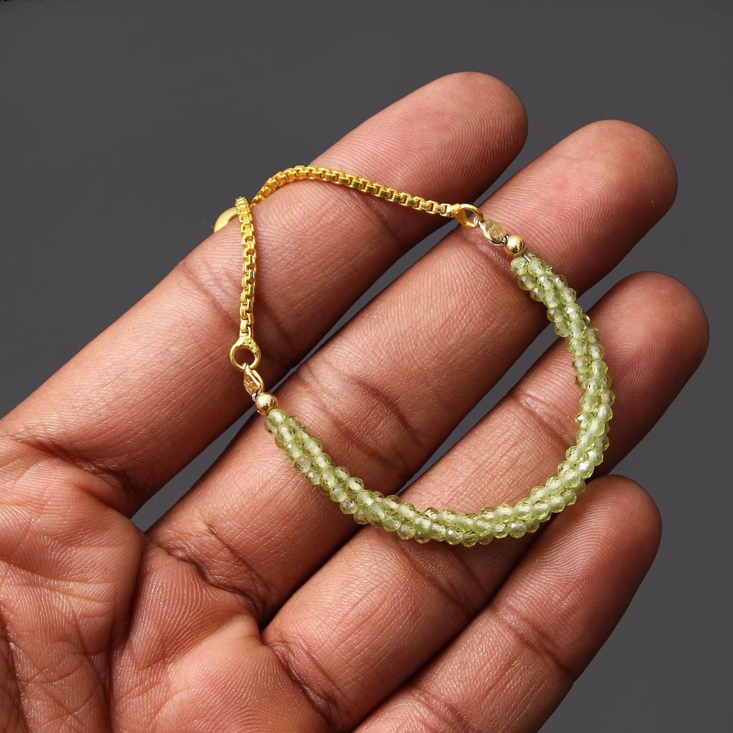 Peridot Twist Layer Silver Bracelet  ( Bolo Chain) GemsRush