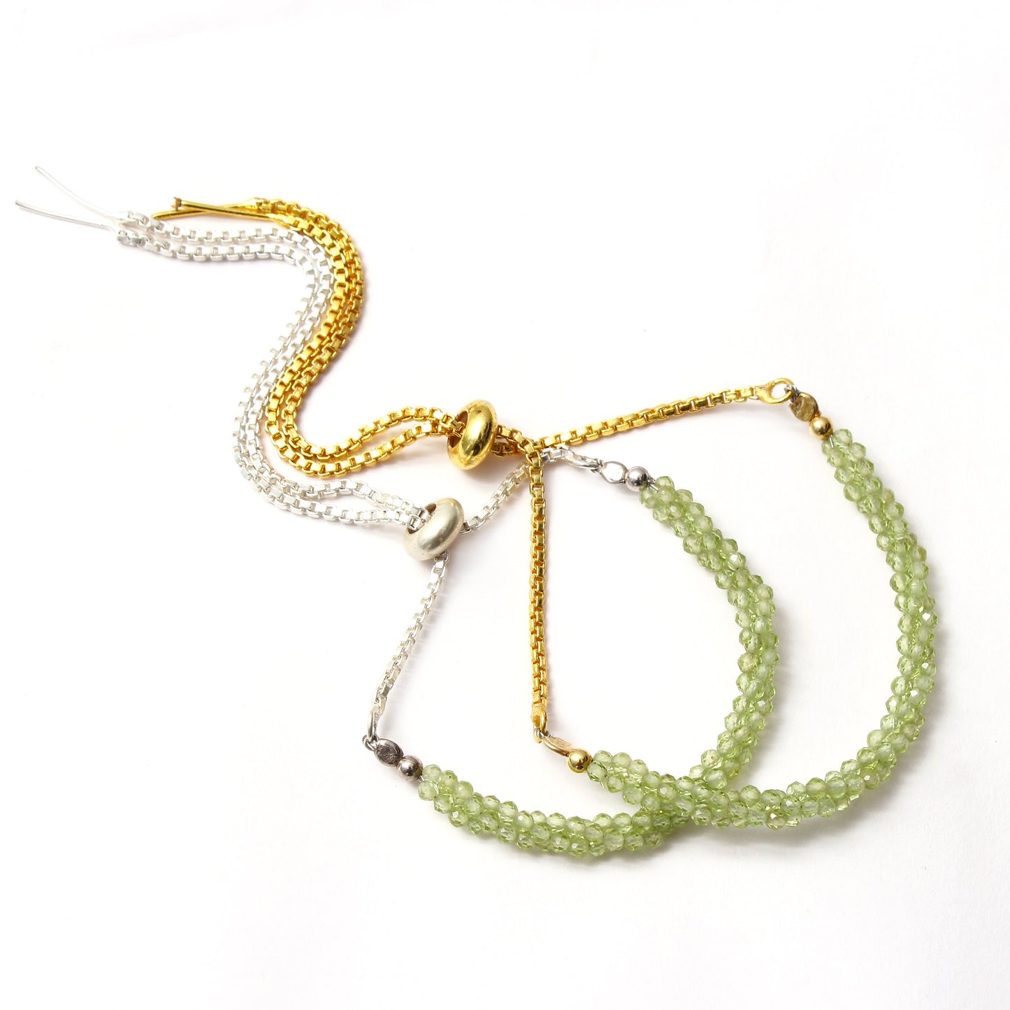 Peridot Twist Layer Silver Bracelet ( Bolo Chain ) GemsRush