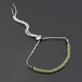 Peridot Twist Layer Silver Bracelet ( Bolo Chain )