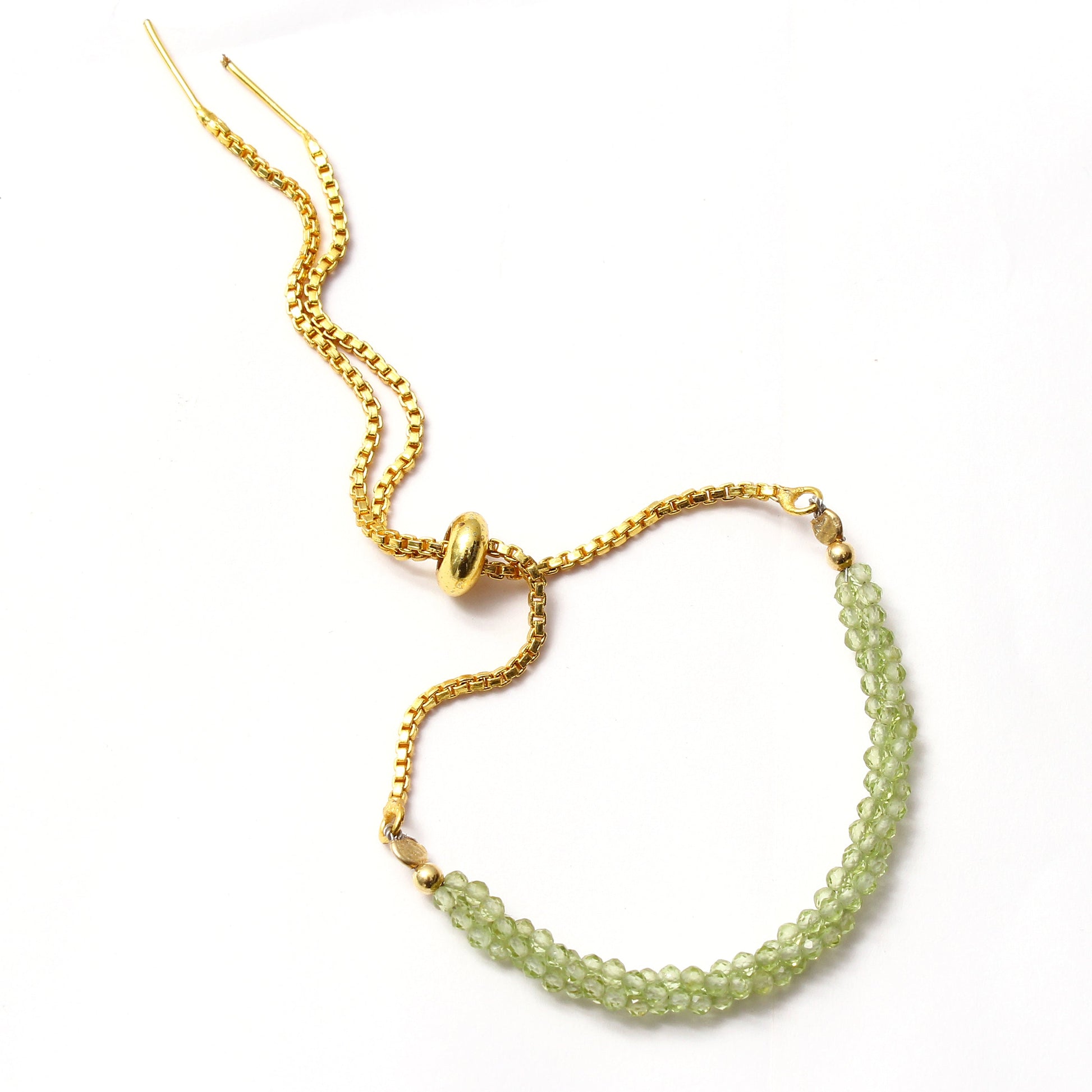 Peridot Twist Layer Silver Bracelet  ( Bolo Chain) GemsRush