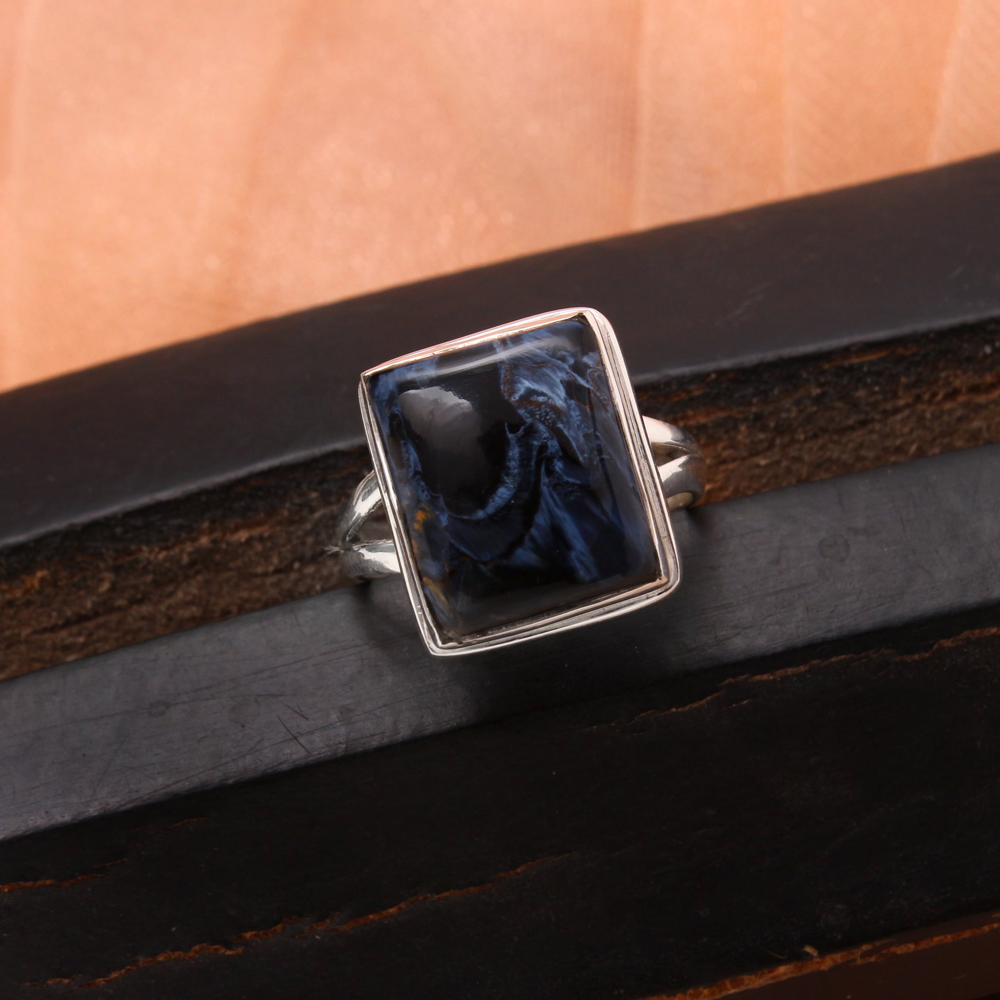 Pietersite Silver Ring ( 8 US Ring Size ) GemsRush