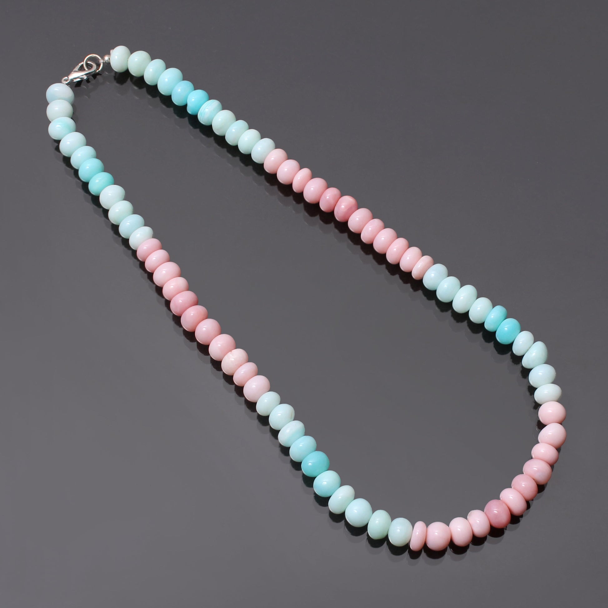 Pink Blue Opal Beaded Necklace, Adult Candy Necklace, Gift For Sister/Brother GemsRush