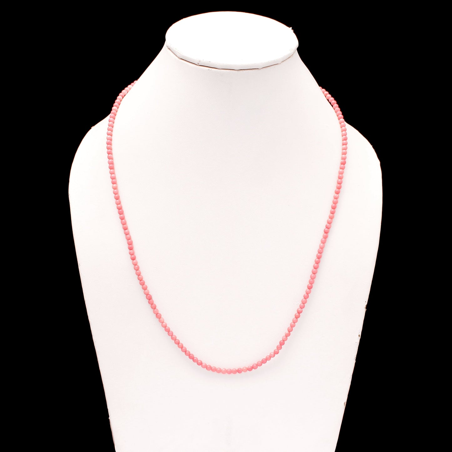 Pink Coral Small Beaded Silver Necklace GemsRush