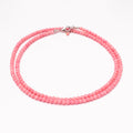 Pink Coral Small Beaded Silver Necklace