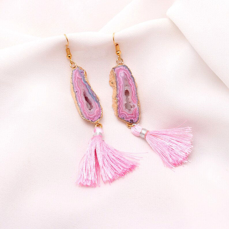 Pink Gold Druzy Earring GemsRush