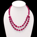 Pink Quartz With Hematite Beaded Silver Necklace