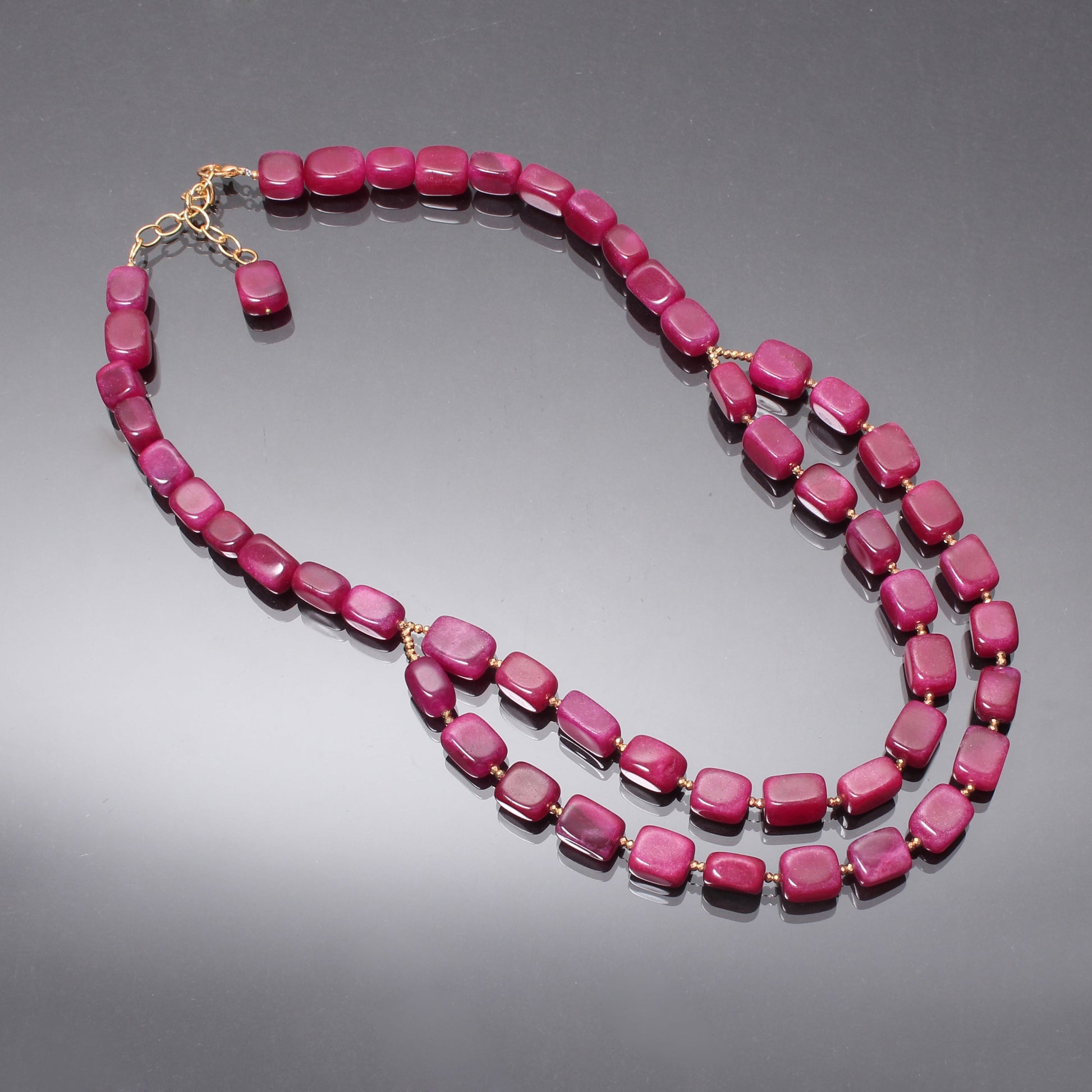 Pink Quartz With Hematite Beaded Silver Necklace GemsRush