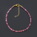 Pink sapphire beaded bracelet, handmade pink sapphire jewelry, Natural Silver Bracelet