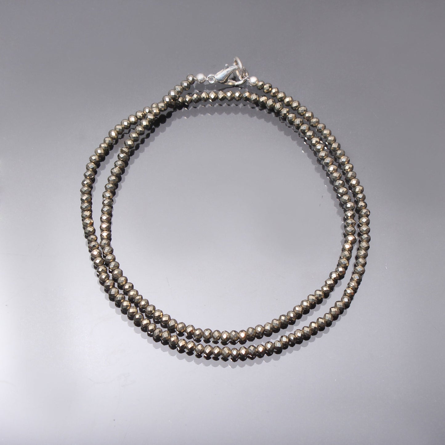 Pyrite Beaded Necklace With Silver Clasp GemsRush