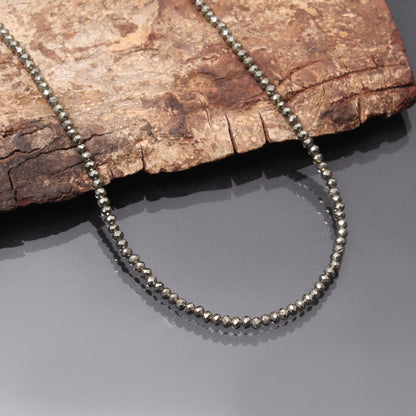 Pyrite Beaded Necklace With Silver Clasp GemsRush