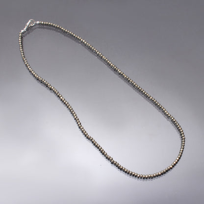 Pyrite Beaded Necklace With Silver Clasp GemsRush