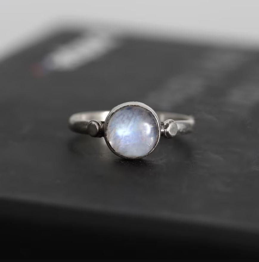 Rainbow Moonstone Silver Ring ( 7 1/2 US Ring Size ) GemsRush