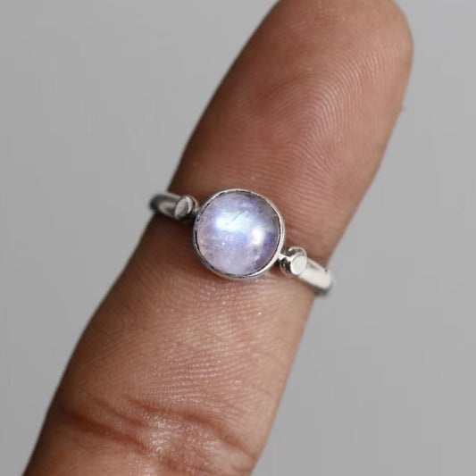 Rainbow Moonstone Silver Ring ( 7 1/2 US Ring Size ) GemsRush