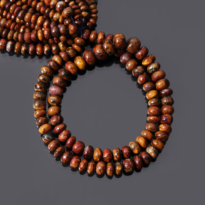 Rare Brown Pietersite Rondelle Beads, Pietersite Loose Beads Strand 8 Inches GemsRush