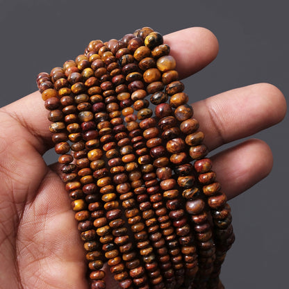 Rare Brown Pietersite Rondelle Beads, Pietersite Loose Beads Strand 8 Inches GemsRush