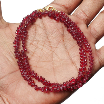 Rare Ruby Faceted Drops Beaded Necklace GemsRush