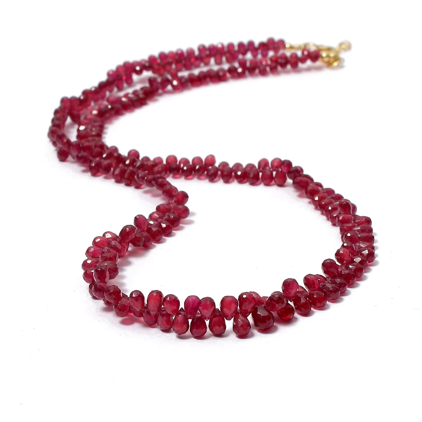 Rare Ruby Faceted Drops Beaded Necklace GemsRush