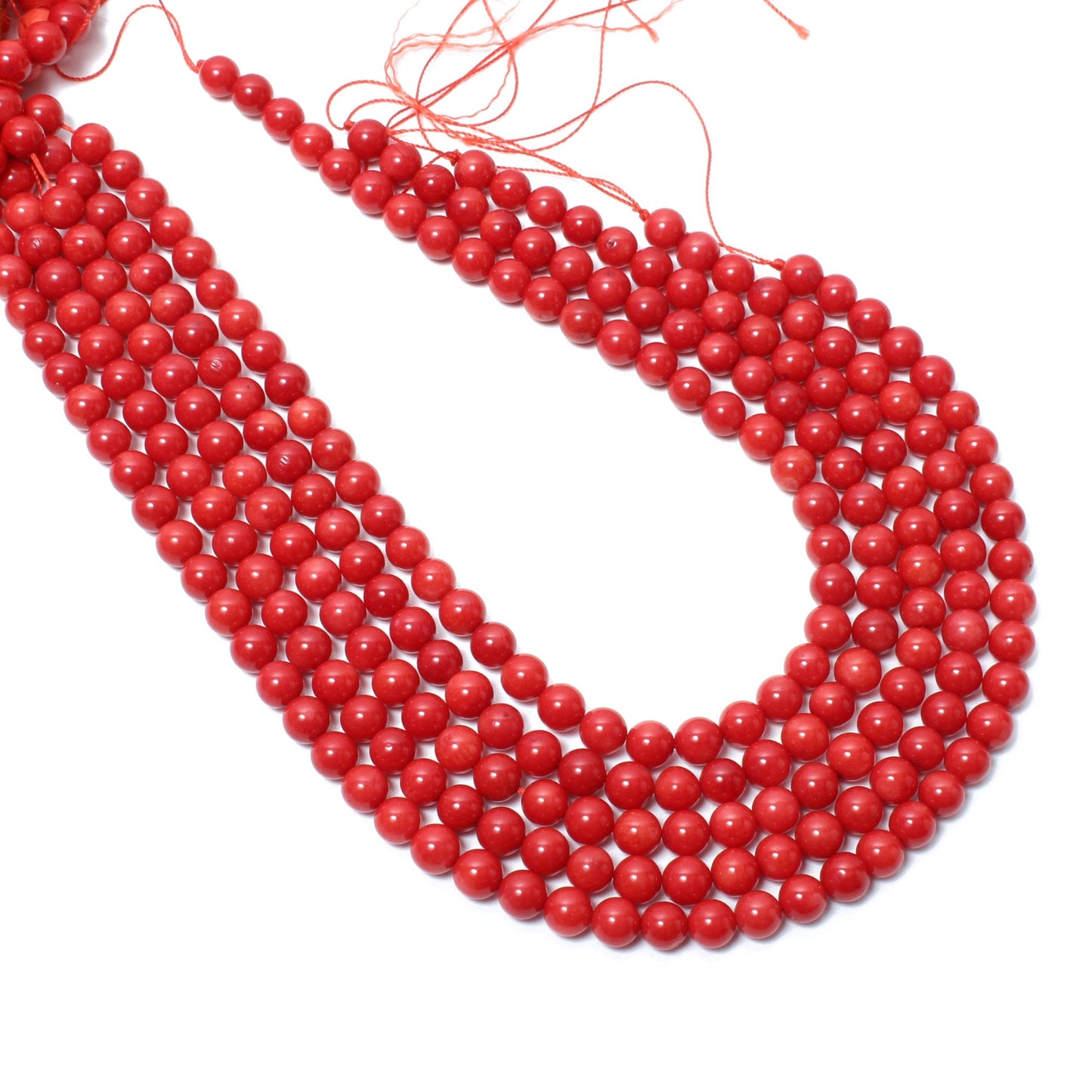 Red Coral Round Smooth Beads 8 mm, Bracelet Making Loose Beads Strand 16 Inches GemsRush