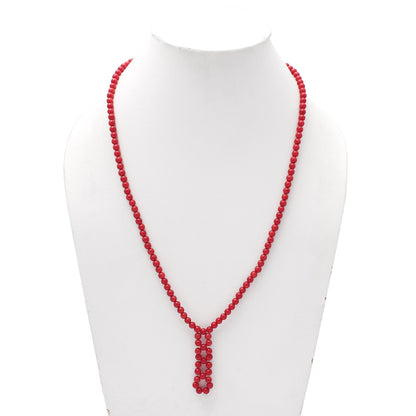 Red Coral Small Beaded Silver Necklace GemsRush