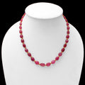 Red Ruby precious Stone Beaded Silver Necklace