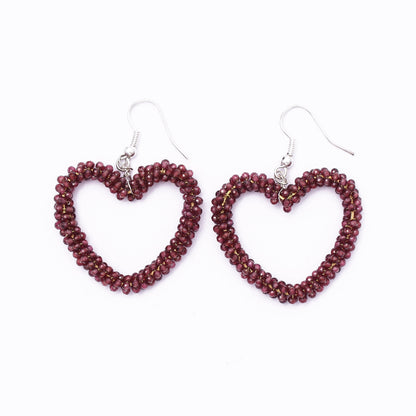 Rhodolite Garnet Heart Dangle Silver Earring GemsRush