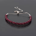 Rhodolite Garnet Twist Layer Silver Bracelet ( Bolo Chain )