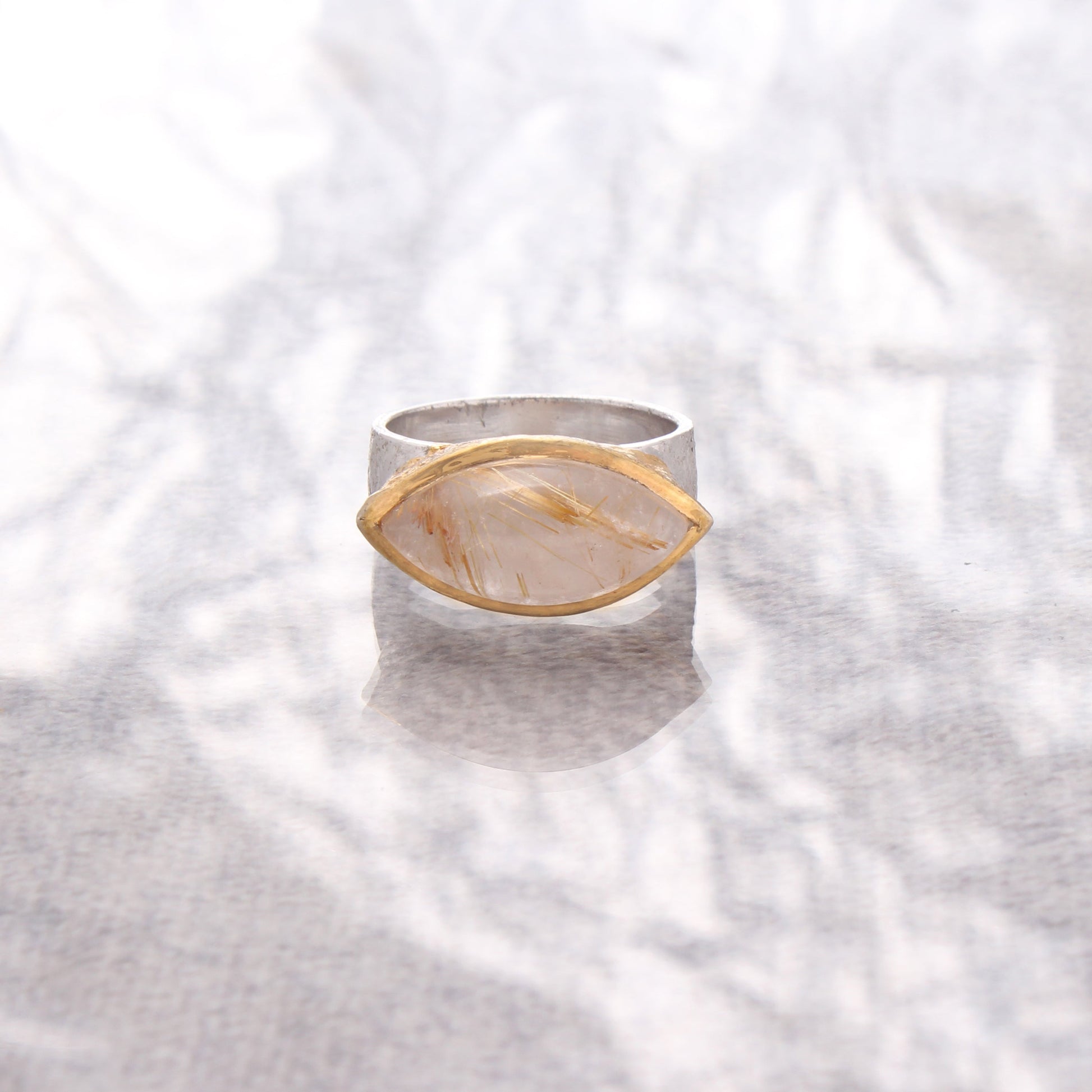 Rocking Golden Rutile Quartz Ring GemsRush