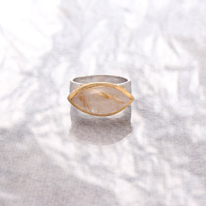 Rocking Golden Rutile Quartz Ring GemsRush