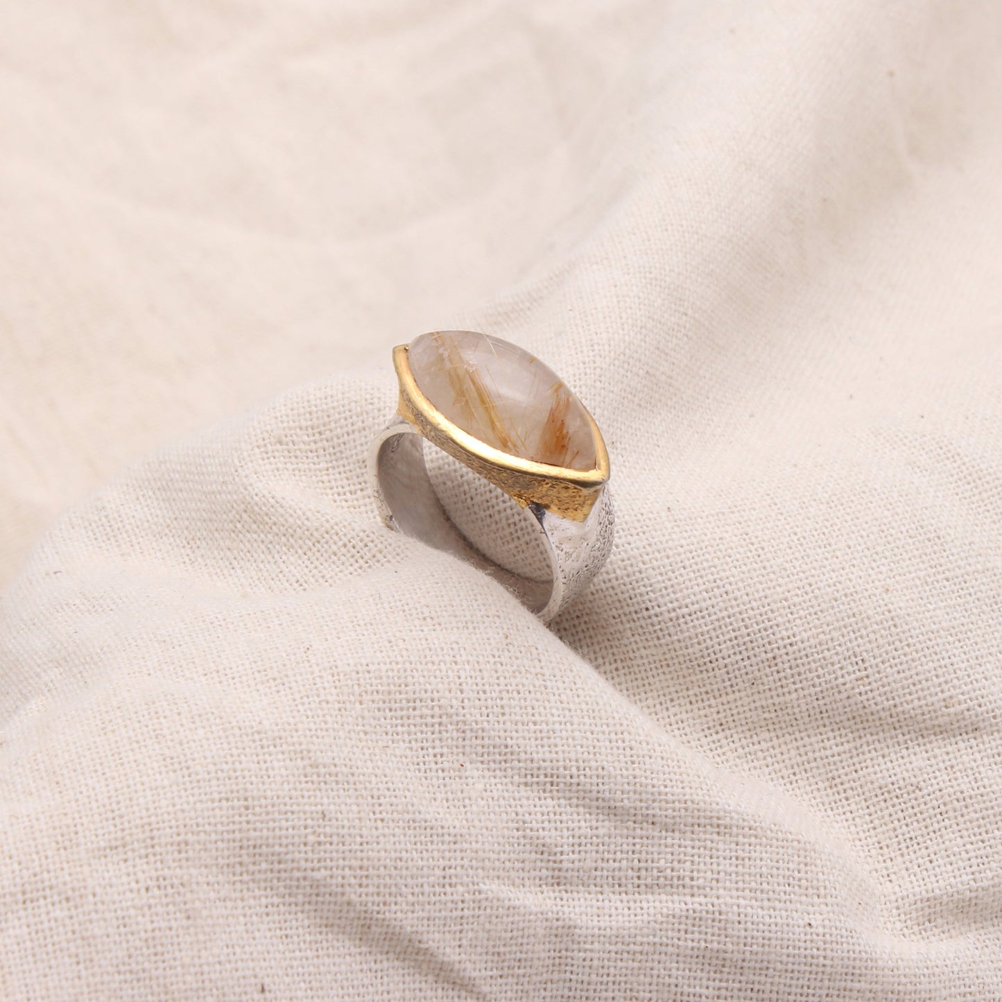 Rocking Golden Rutile Quartz Ring GemsRush